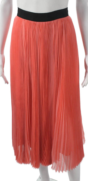 J. Mendel Womens Pleated Silk Long Skirt Orange Zip Size 2