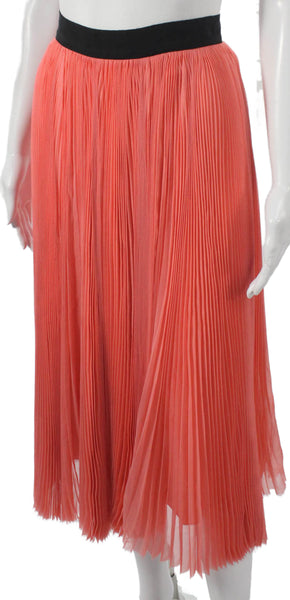 J. Mendel Womens Pleated Silk Long Skirt Orange Zip Size 2