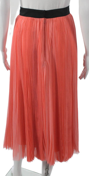 J. Mendel Womens Pleated Silk Long Skirt Orange Zip Size 2