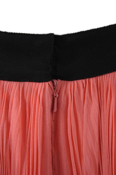 J. Mendel Womens Pleated Silk Long Skirt Orange Zip Size 2