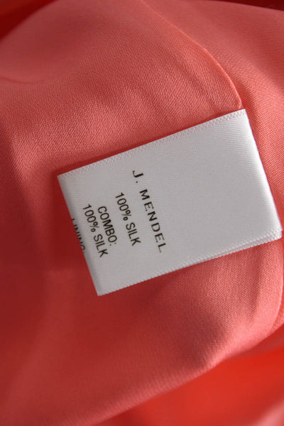 J. Mendel Womens Pleated Silk Long Skirt Orange Zip Size 2