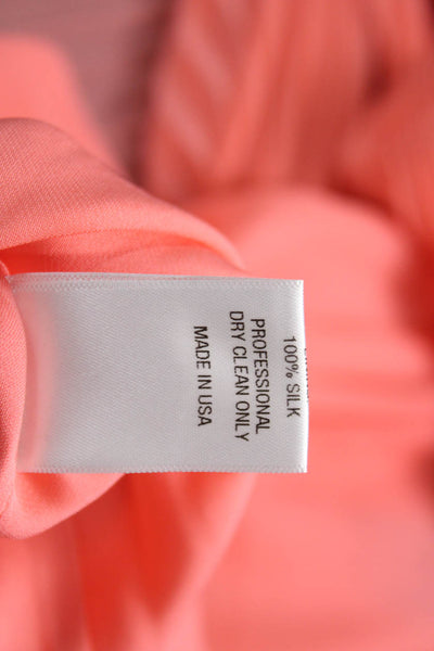 J. Mendel Womens Pleated Silk Long Skirt Orange Zip Size 2