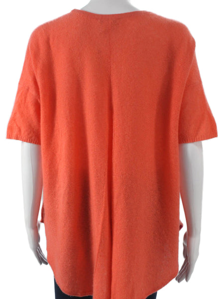 White + Warren Womens Cashmere Pullover Orange Round Neck Short Sleeve Size S