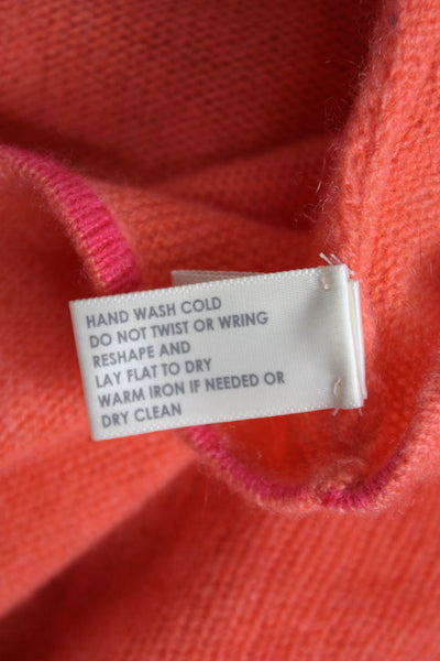 White + Warren Womens Cashmere Pullover Orange Round Neck Short Sleeve Size S