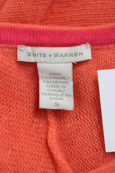 White + Warren Womens Cashmere Pullover Orange Round Neck Short Sleeve Size S