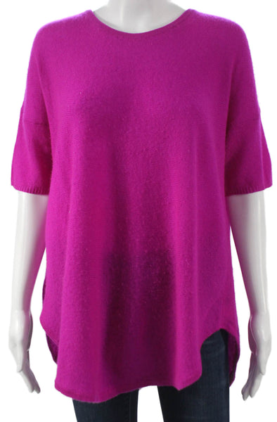 White + Warren Women Cashmere Pullover Sweater Short Sleeve Solid Pink Size M