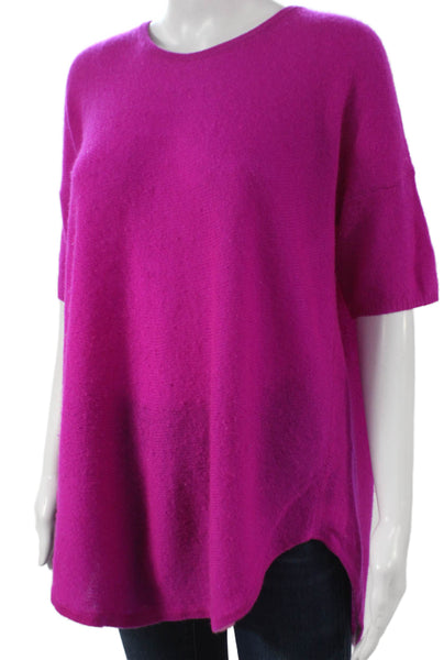 White + Warren Women Cashmere Pullover Sweater Short Sleeve Solid Pink Size M