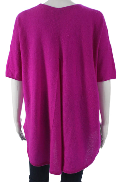 White + Warren Women Cashmere Pullover Sweater Short Sleeve Solid Pink Size M