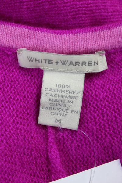 White + Warren Women Cashmere Pullover Sweater Short Sleeve Solid Pink Size M