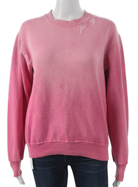 ISMBS Womens Pullover Sweatshirt Pink Cotton Crew Neck Long Sleeve Size M