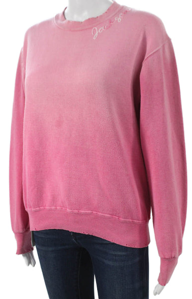 ISMBS Womens Pullover Sweatshirt Pink Cotton Crew Neck Long Sleeve Size M