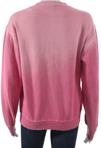 ISMBS Womens Pullover Sweatshirt Pink Cotton Crew Neck Long Sleeve Size M