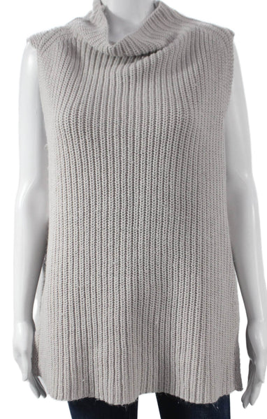 RD Style Womens Tunic Sweater Gray Cotton Cowl Neck Sleeveless Size L