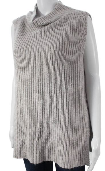 RD Style Womens Tunic Sweater Gray Cotton Cowl Neck Sleeveless Size L