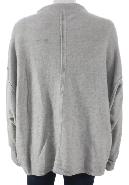 Free People Womens Pullover Sweater Gray Mock Neck Nylon Long Sleeve Size L