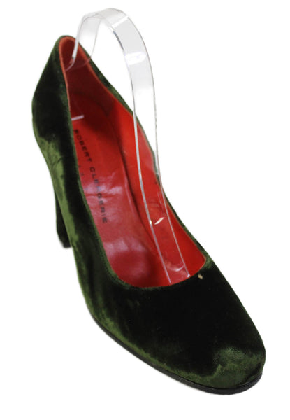Robert Clergerie Womens Velvet Slide On Pumps Moss Green Size 9 B