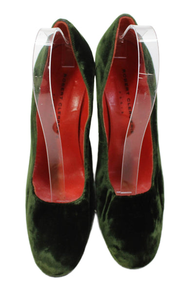 Robert Clergerie Womens Velvet Slide On Pumps Moss Green Size 9 B