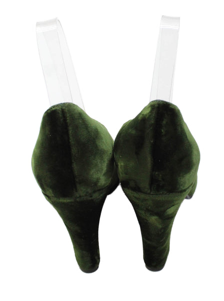 Robert Clergerie Womens Velvet Slide On Pumps Moss Green Size 9 B