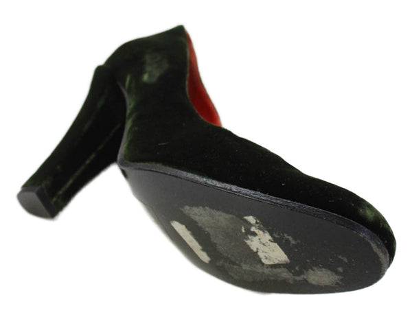 Robert Clergerie Womens Velvet Slide On Pumps Moss Green Size 9 B