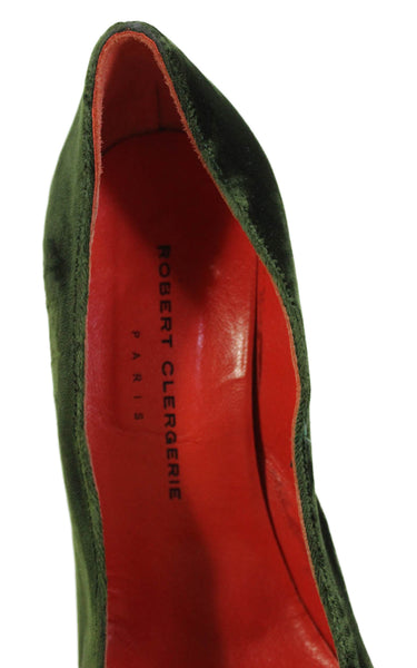 Robert Clergerie Womens Velvet Slide On Pumps Moss Green Size 9 B