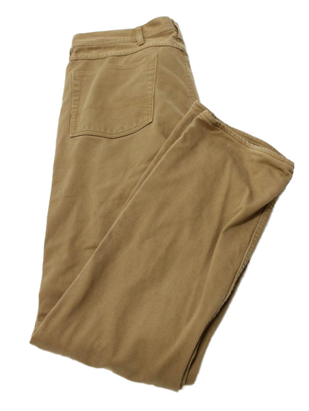 J Crew Mens Chino Corduroy Pants Beige Button Closure Size 36