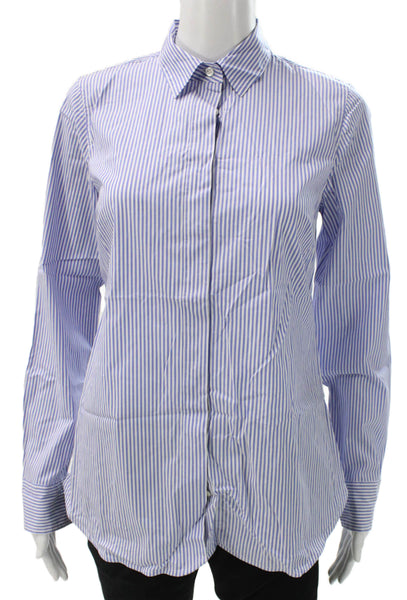 J Crew Womens Striped Cotton Collared Button-Up Top Long Sleeve Size 2