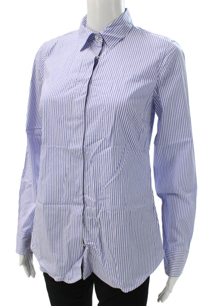 J Crew Womens Striped Cotton Collared Button-Up Top Long Sleeve Size 2