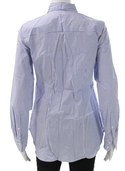 J Crew Womens Striped Cotton Collared Button-Up Top Long Sleeve Size 2