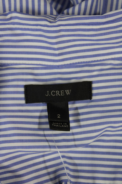 J Crew Womens Striped Cotton Collared Button-Up Top Long Sleeve Size 2