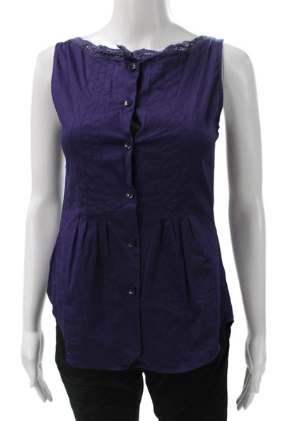 Rebecca Taylor Womens Purple Scoop Neck Sleeveless Tunic Cotton Size 0