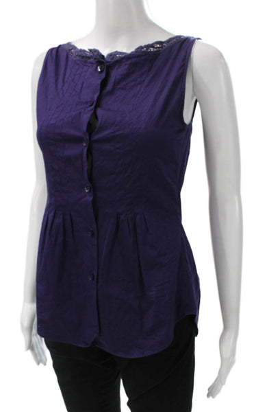 Rebecca Taylor Womens Purple Scoop Neck Sleeveless Tunic Cotton Size 0