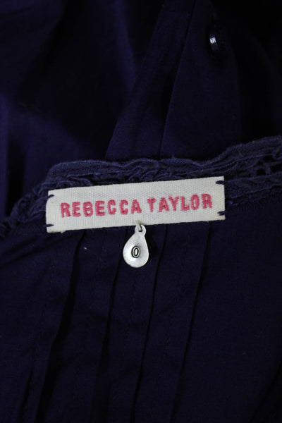Rebecca Taylor Womens Purple Scoop Neck Sleeveless Tunic Cotton Size 0