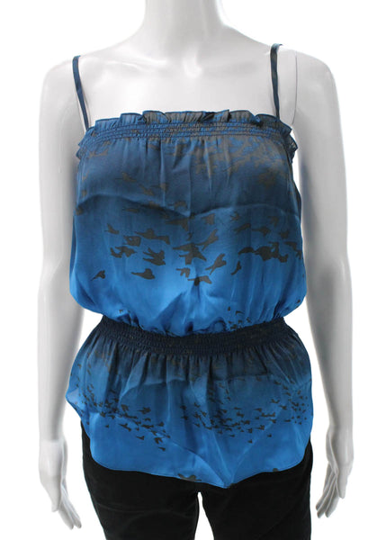 Rebecca Taylor Women Blue Animal Print Camisole Square Neck Size 0