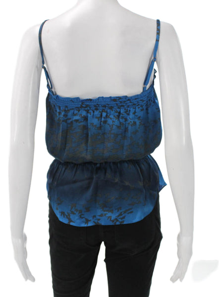 Rebecca Taylor Women Blue Animal Print Camisole Square Neck Size 0