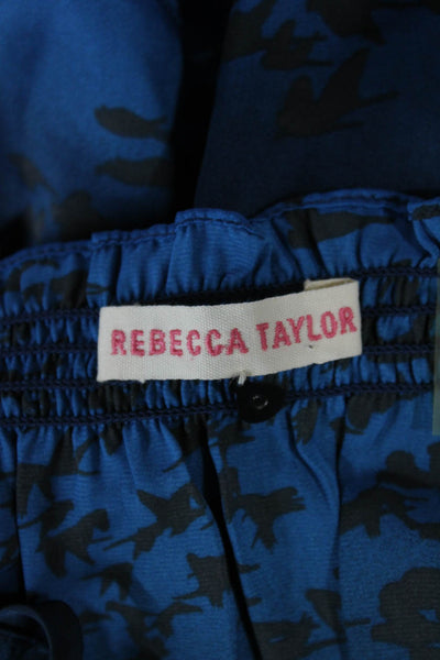 Rebecca Taylor Women Blue Animal Print Camisole Square Neck Size 0