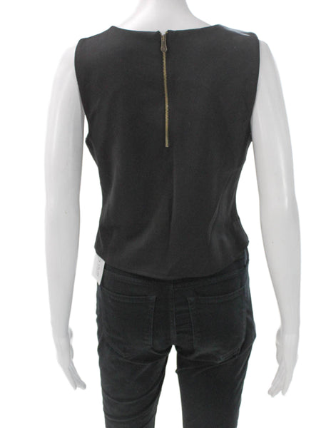nicole by Nicole Miller Womens Cropped Floral Black Tank Size S