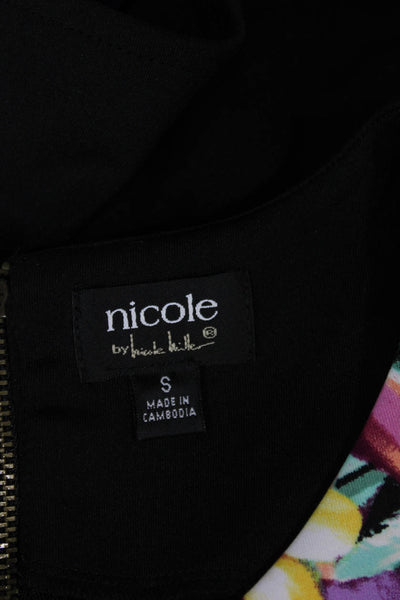 nicole by Nicole Miller Womens Cropped Floral Black Tank Size S