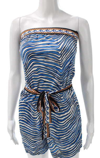 Trina Turk Womens Multicolor Striped Rayon Off the Shoulder Romper Size 0P