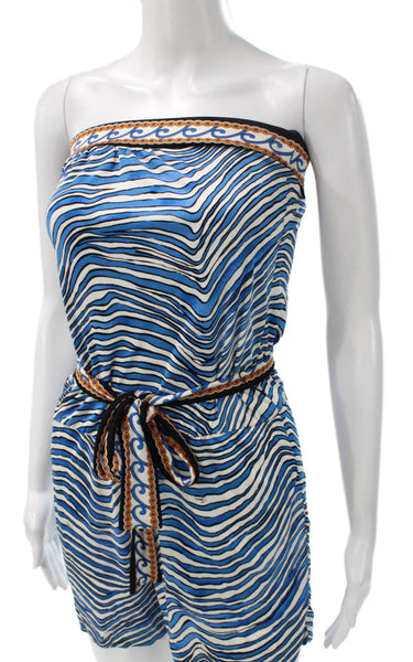 Trina Turk Womens Multicolor Striped Rayon Off the Shoulder Romper Size 0P