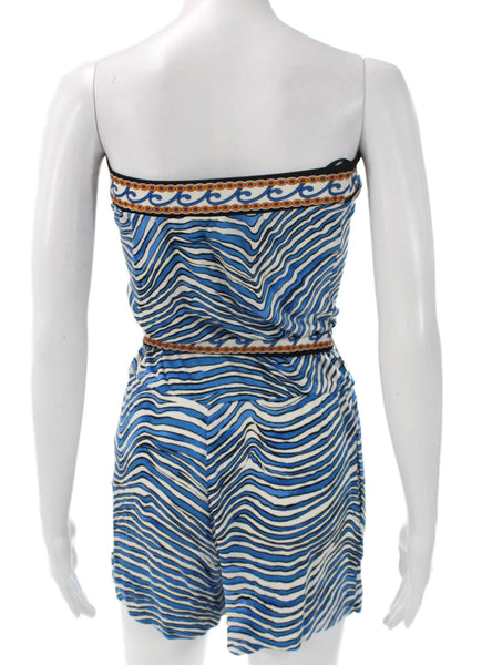 Trina Turk Womens Multicolor Striped Rayon Off the Shoulder Romper Size 0P