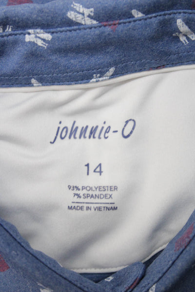 Johnnie-o Childrens Boys Short Sleeves Polo Shirt Blue Red Size 14