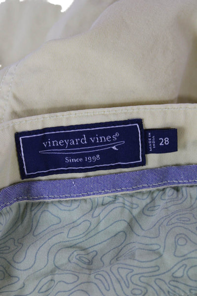 Vineyard Vines Mens Chino Shorts Yellow Cotton Spandex Button Size 28