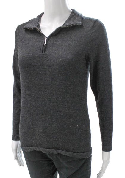 Patrick Assaraf Mens Gray Wool Collared Pullover Sweater Long Sleeve Size M