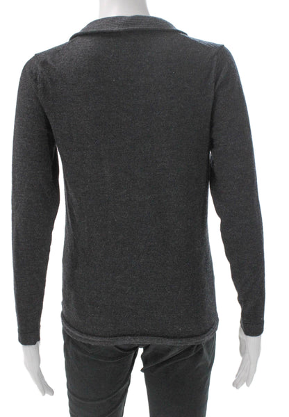 Patrick Assaraf Mens Gray Wool Collared Pullover Sweater Long Sleeve Size M