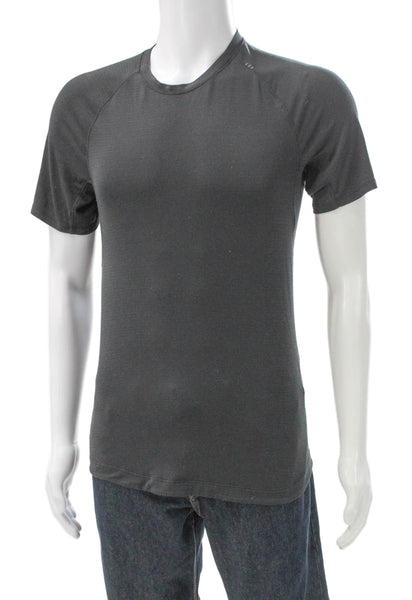 Lululemon Mens T-Shirt Gray Polyester Blend Crew Neck Short Sleeve Size S