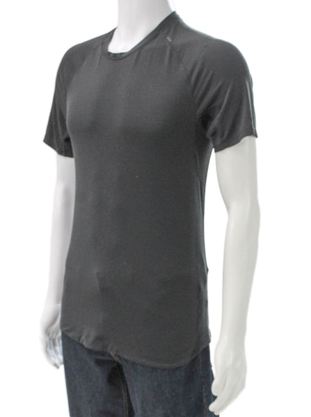 Lululemon Mens T-Shirt Gray Polyester Blend Crew Neck Short Sleeve Size S