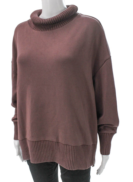 Varley Womens Pullover Turtleneck Brown Viscose Long Sleeve Size S