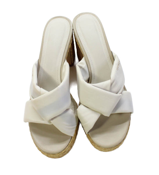 Ferragamo Women's Open Toe Platform Block Heel Sandals Beige Size 10