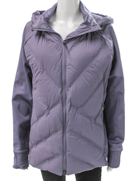 Athleta Women Basic Jacket Purple Nylon Elastane Zip Long Sleeve Size XL