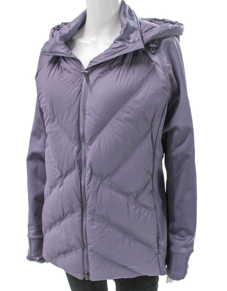 Athleta Women Basic Jacket Purple Nylon Elastane Zip Long Sleeve Size XL